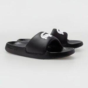 Lacoste Sandalia Serve Slide 1.0 Para Mujer Women Size 9 Black Synthetic Slip On